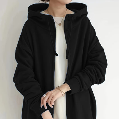 New Personality Street Sweater Zipper Hooded Long