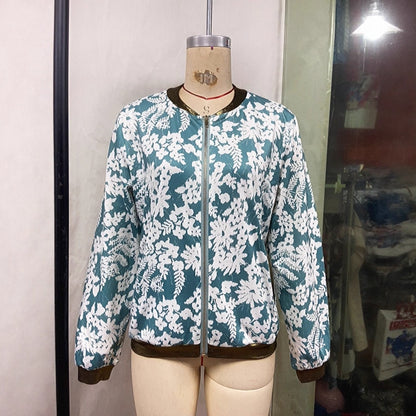 Casual Jacket Slim-fit Zipper Printed Jacket