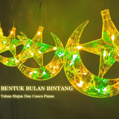 2025 NEW Star Moon Lamp Curtain Light 4M 138LED Star And Moon Light 8 Modes Fairy Light Ramadan Decoration LED Light
