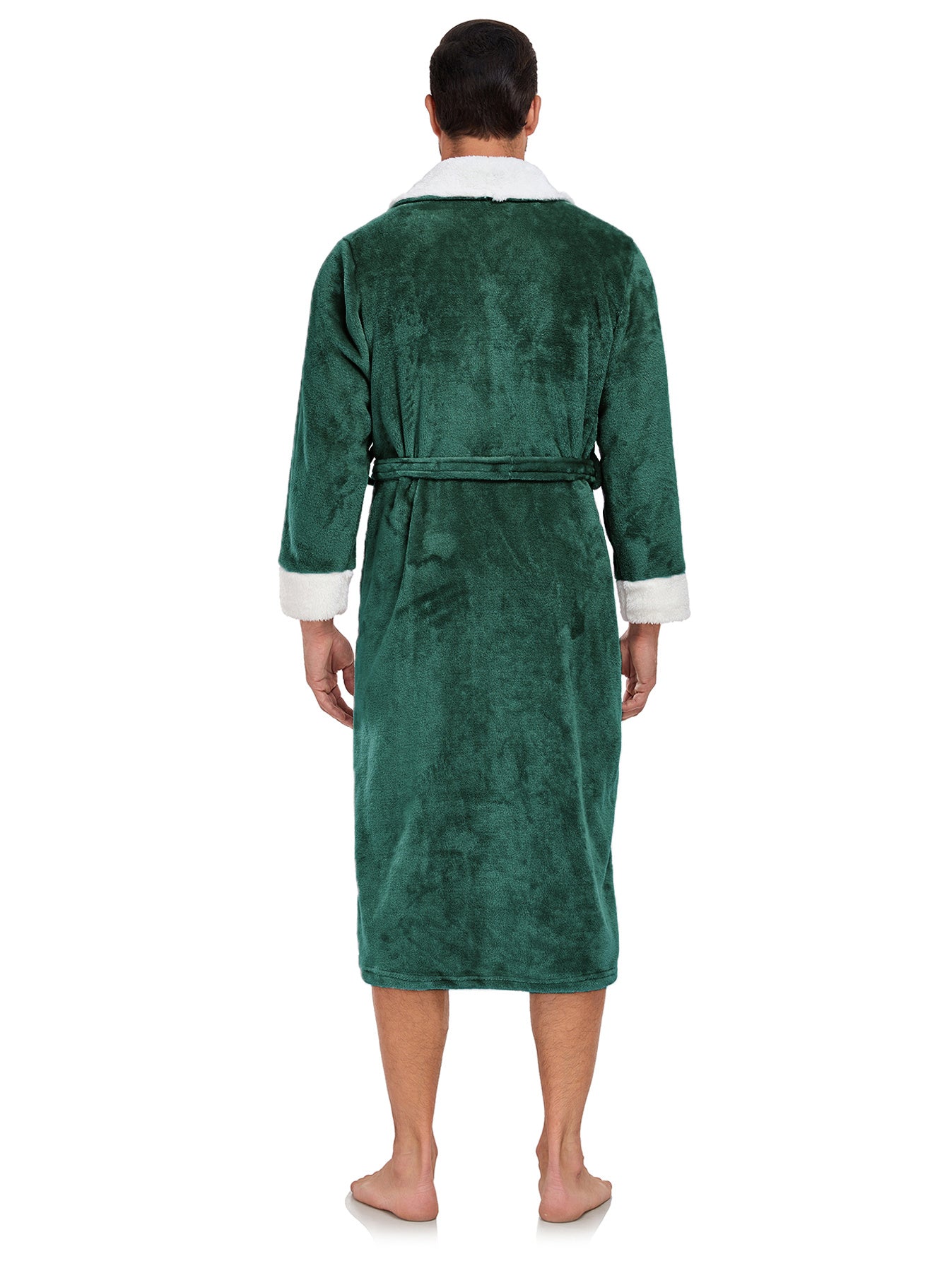 RONGTAI Men's Plush Long Bathrobe, Soft And Warm, Full Length, Shawl Collar, Fleece