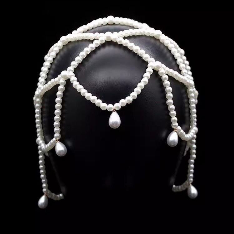 Vintage And Versatile Bridal Water Droplet Imitation Pearl Headpiece
