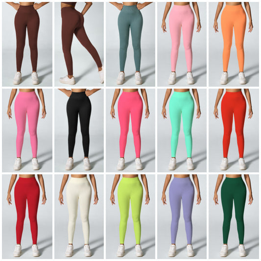Threaded Seamless Yoga Stretch Tight Fitness Outdoor Breathable Sports Trousers